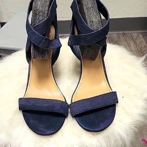 JustFab Dark Blue Denim Wedges